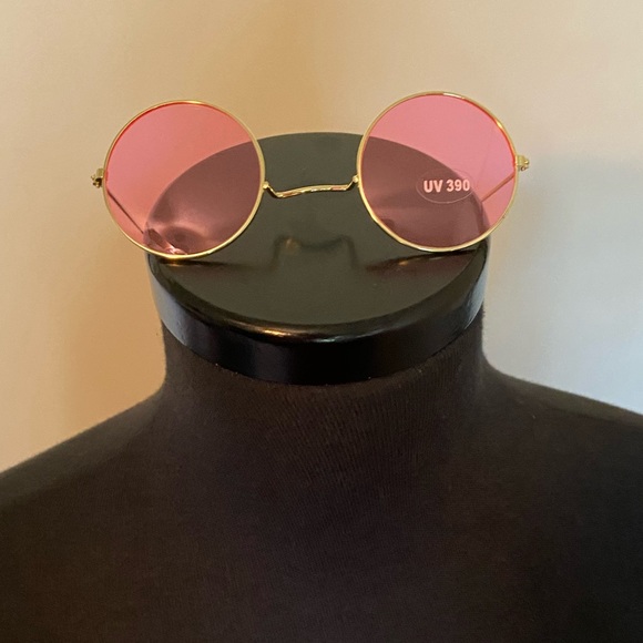 Rose Tinted Circle Sunglasses - Picture 1 of 4